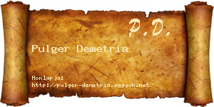 Pulger Demetria névjegykártya